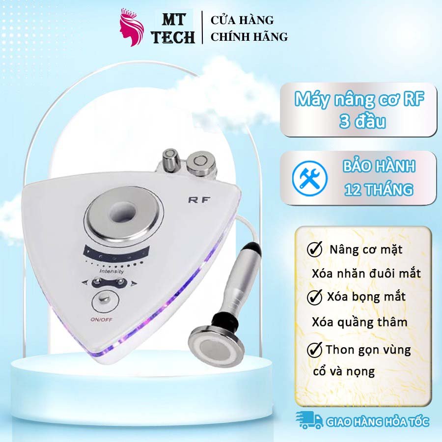 Máy RF 3 Đầu Nâng Cơ Mặt Xóa Nhăn Đuôi Mắt Se Khít Lỗ Chân Lông, Chính Hãng Bảo Hành 12 Tháng
