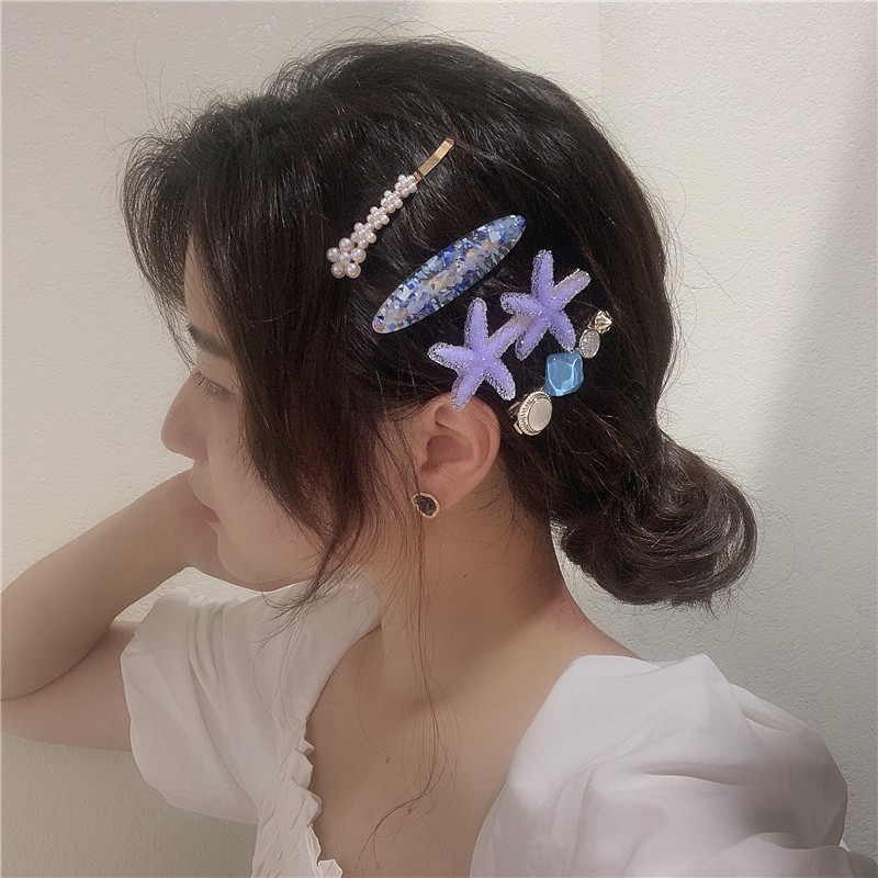 Set 5 / 6 / 8 kẹp tóc đính đá / ngọc trai giả thời trang xinh xắn cho nữ