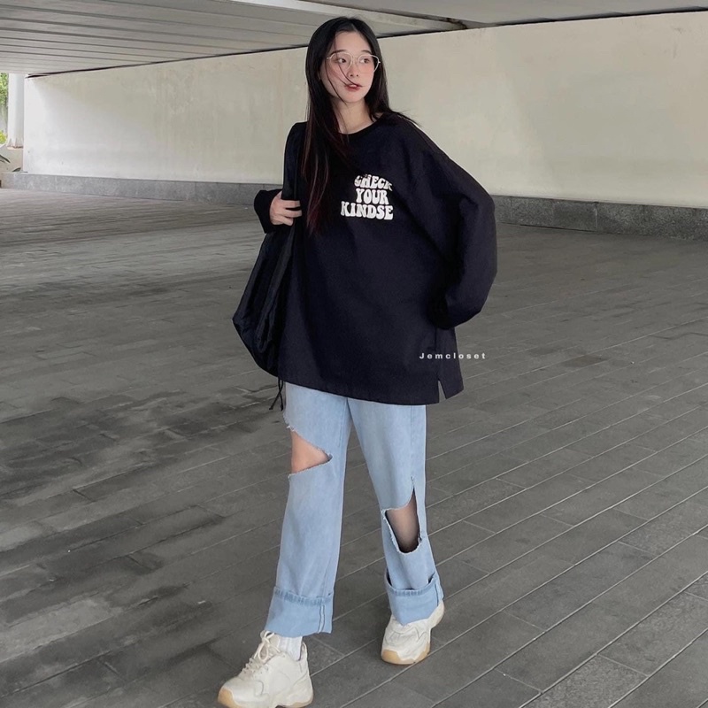 Áo nỉ cổ tròn CHECK REALLY in 2 mặt TTA877