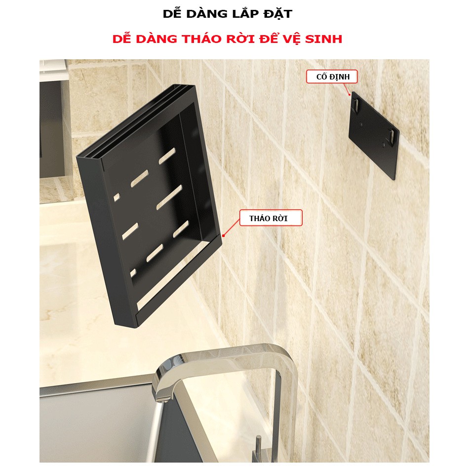 [Hàng inox cao cấp] Kệ gia vị giá để đồ nhà bếp treo tường gạch men, kính không cần khoan đục - Tiện lợi, cao cấp KHALIK