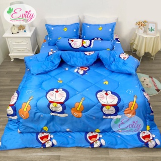Trọn Bộ 5 Món Chăn Phao Ga Gối Kèm Vỏ Gối Ôm Mẫu DORAEMON ĐÁNH ĐÀN Cho bé yêu