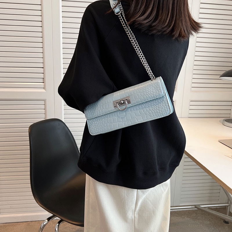 Túi Đeo Chéo Dáng Vuông Nhỏ Vân Da Cá Sấu Thời Trang Cao Cấp Cho Nữ