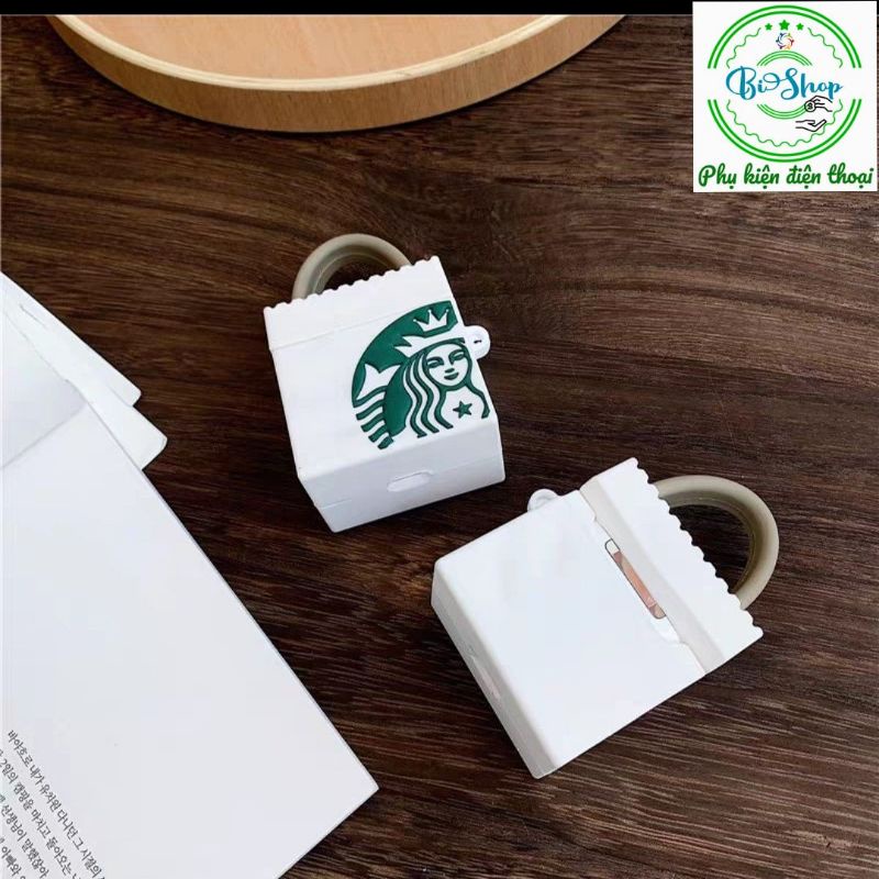 🍀 Tặng kèm móc treo 🍀 Case bao airpod silicon 1 2 Pro Starbucks Túi vỏ bọc tai nghe không dây i11, i12...