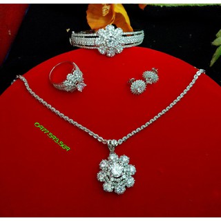 Bộ  trang sức nữ hoa bạch kim bền vĩnh viễn