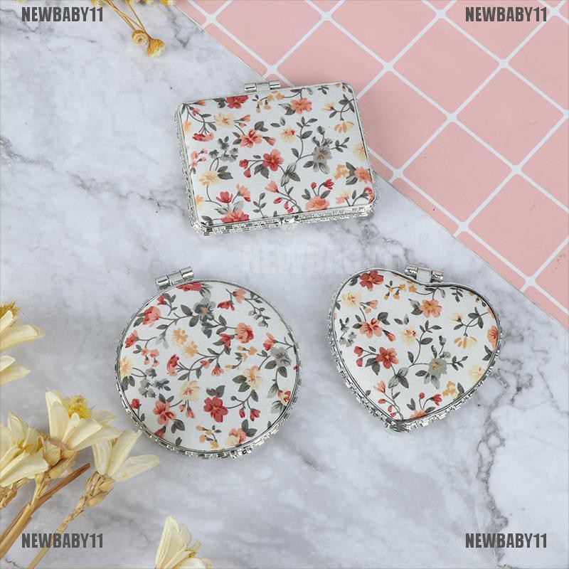 [NEWBABY11] Mỹ Phẩm Dạng Gập Mini Hai Mặt Họa Tiết Hoa Phong Cách Vintage
