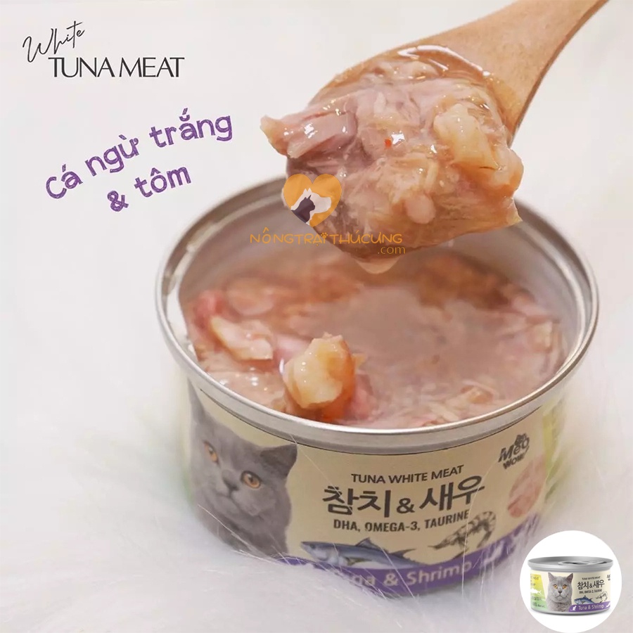 Pate Cho Mèo MeoWow Hàn Quốc Lon 80gr - ĐỦ 6 VỊ - Pate mèo mọi lứa tuổi