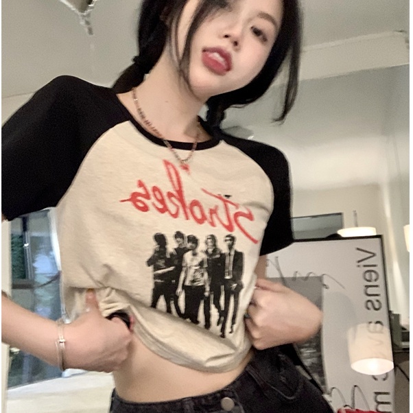 Áo Thun Ngắn Dáng Ôm In Họa Tiết Kiểu Retro Thời Trang Mùa Hè Cho Nữ