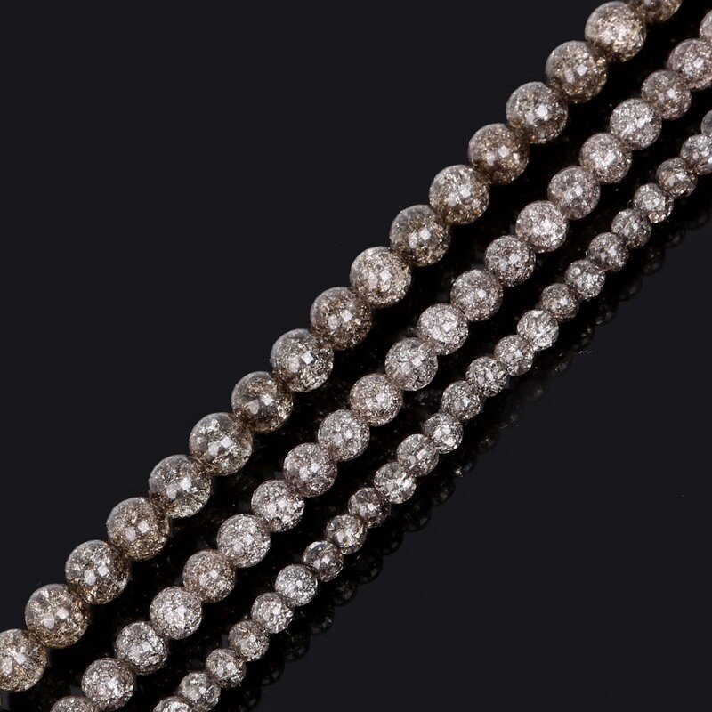 Chuỗi hạt tròn đá thạch anh tự nhiên họa tiết vết nứt trắng 6 8 10mm dùng vòng tay thủ công