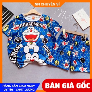 Đồ bộ bé trai bé gái size 5kg đến 70kg chất thun mềm mát in hình hoạt hình doremon dễ thương DBRBD FULL SIZE