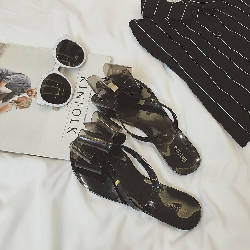 Dép Sandal Xỏ Ngón Đính Nơ Thời Trang Nữ Tính