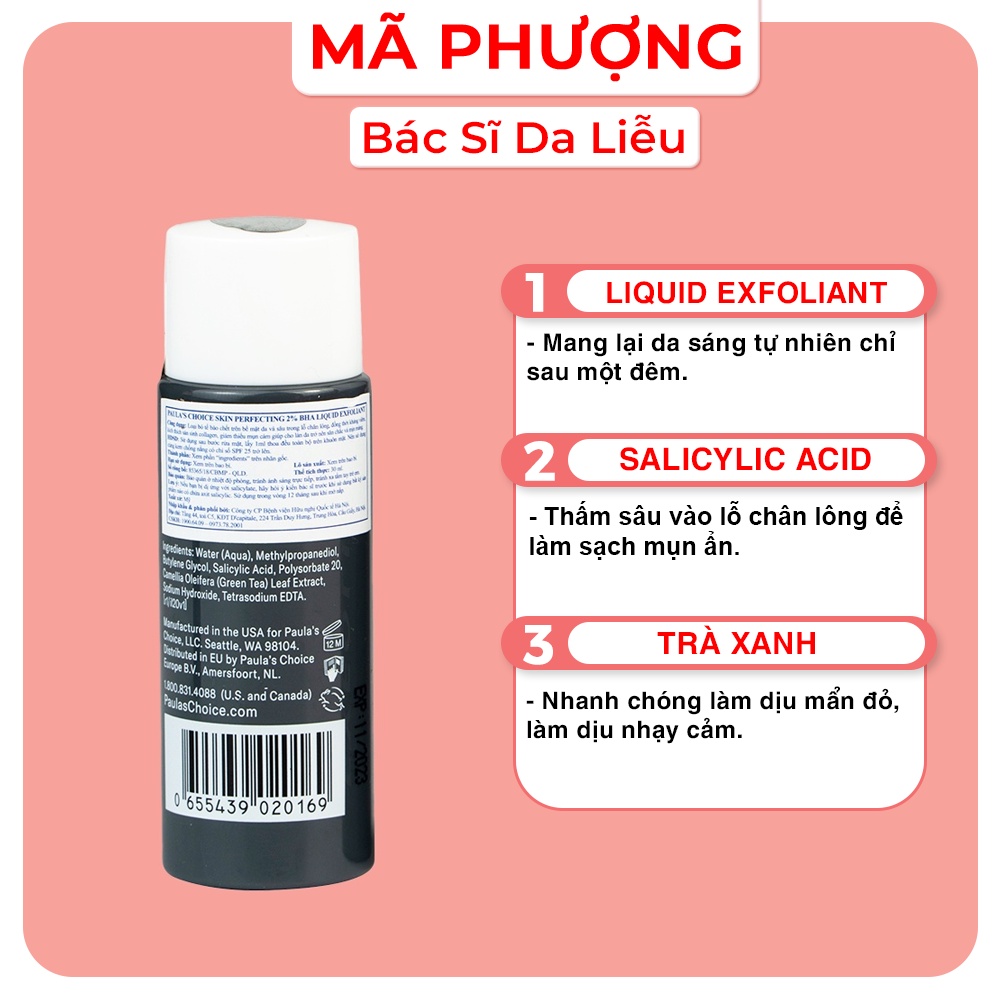 BHA 2% LIQUID Tẩy da chết hoá học Paulachoice