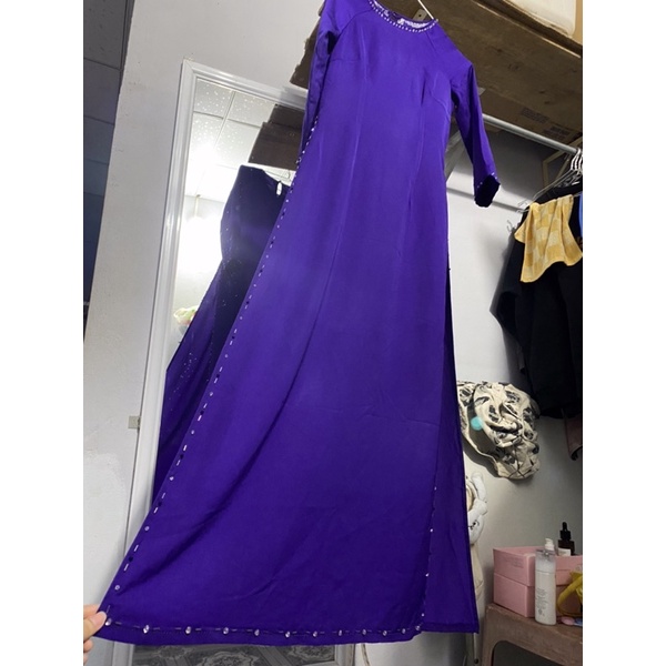 Áo dài màu tím kết đá pha lê size S