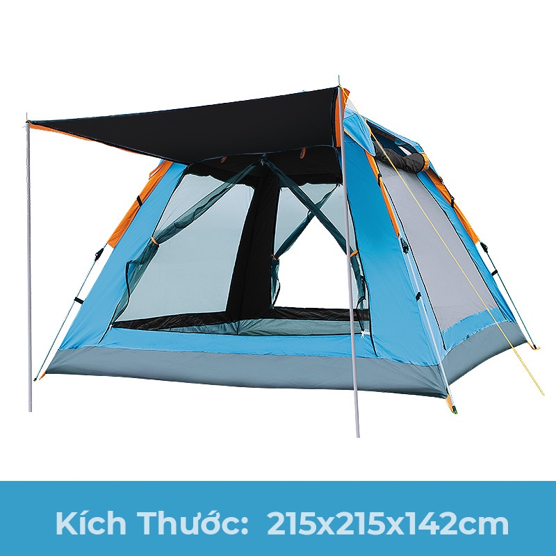 Lều cắm trại tự bung có mái che (tặng 2 gậy chống), lều du lich dã ngoại 4-6 người, dễ dàng gập mở, đóng gói nhỏ gọn