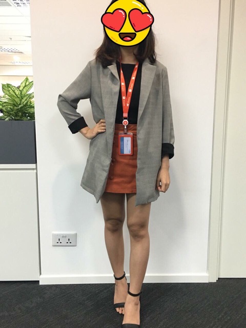 Áo blazer nữ xám phối đen - Gray vest | BigBuy360 - bigbuy360.vn