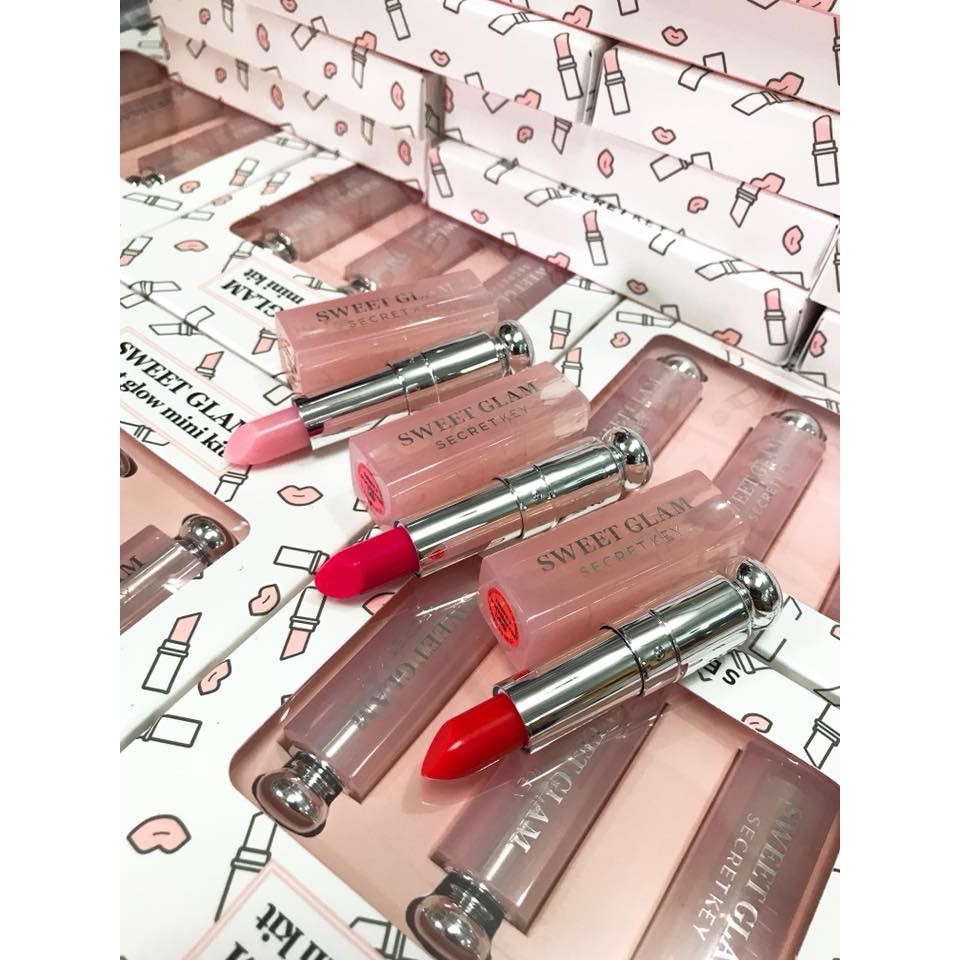 SET SON DƯỠNG SWEET GLAM TINT GLOW MINI KIT 3 CÂY SECRET KEY