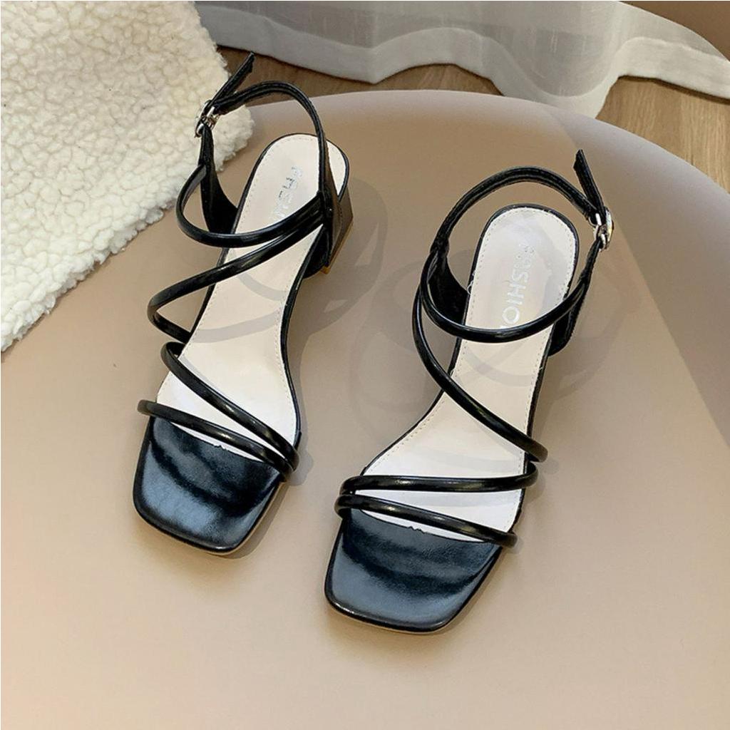 Sandal cao gót 5 phân Womenstyle dây chéo, giày cao gót hot hè 2023 cực êm chân size chuẩn mã TD52