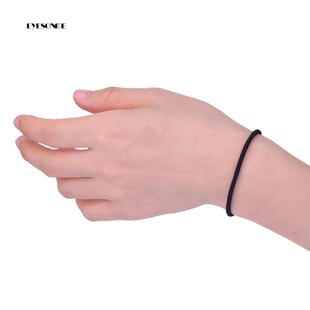 Set 100 dây thun cột tóc màu đen trơn đơn giản cá tính 4cm