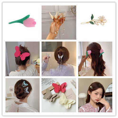 Kẹp Tóc Hình Hoa tulip Phối Tua Rua Thời Trang Cho Nữ