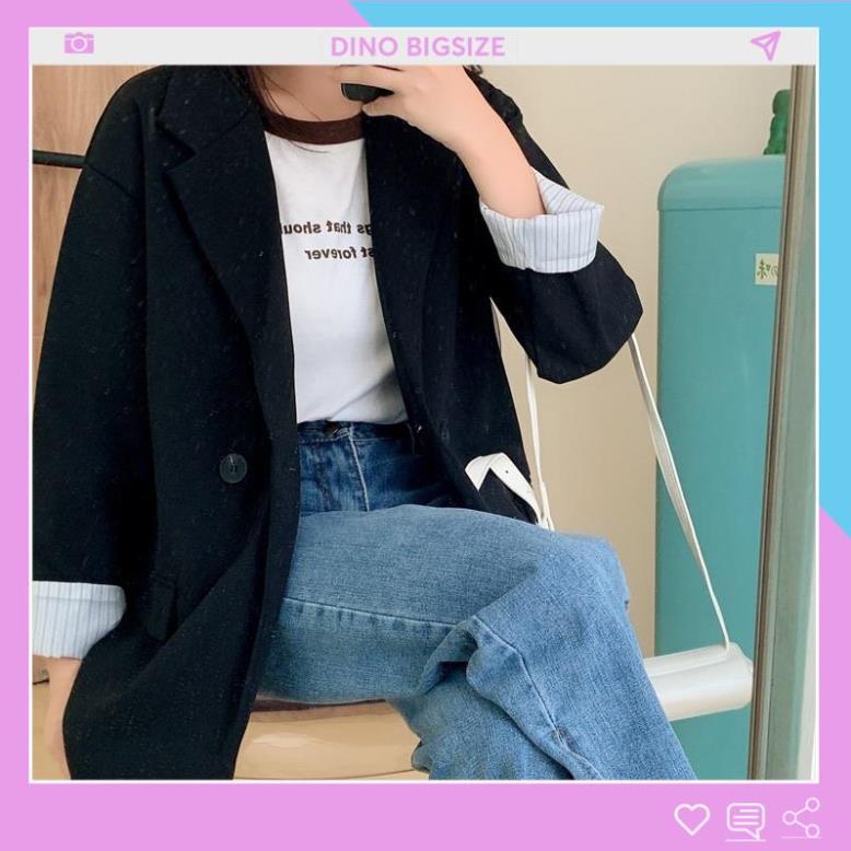 -  - Áo blazer nữ bigsize, Áo khoác blazer nữ kiểu dáng basic màu đen 60-100kg - DINO