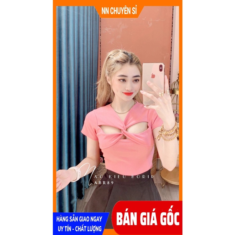 Áo kiểu nữ khoét ngực chất thun borip mềm co giãn lên phom tôn dáng Áo body nữ ABR89