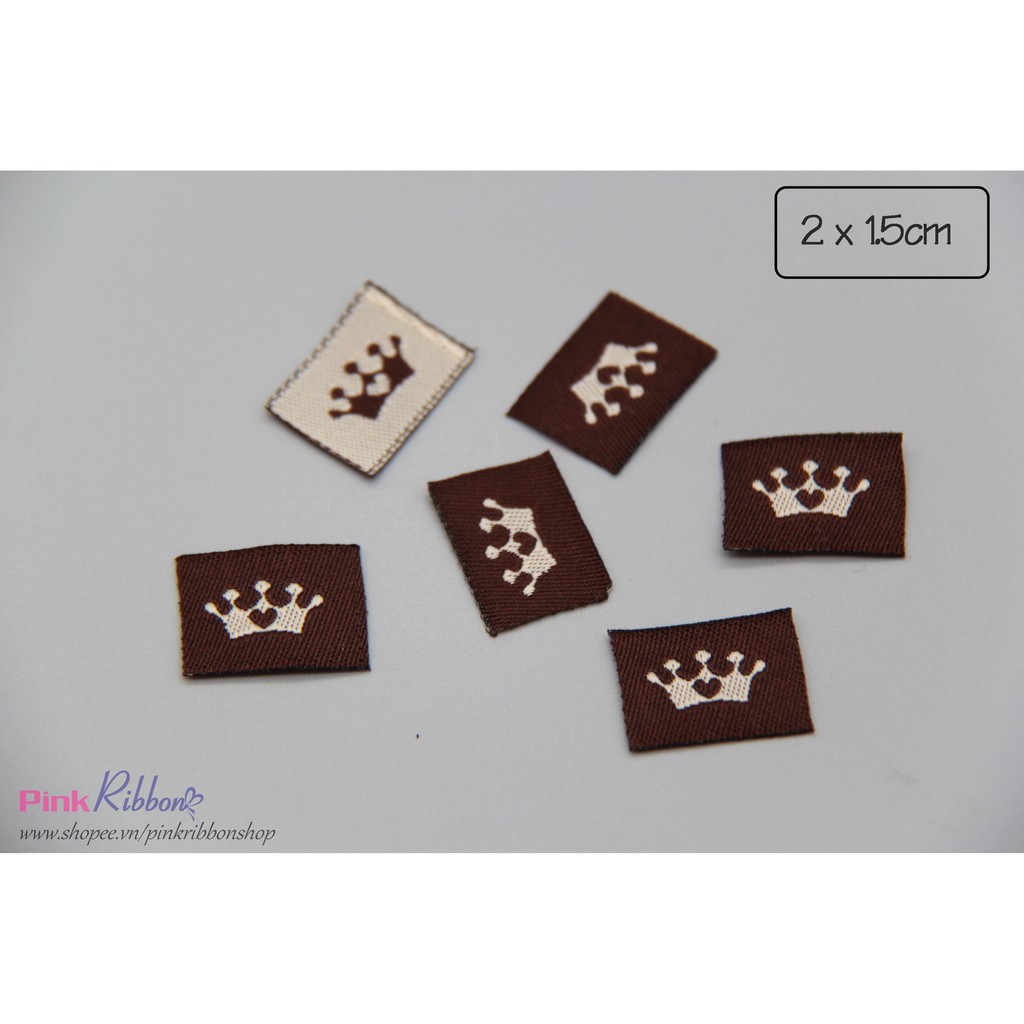 *Mác handmade thêu hình vương miện, nguyên phụ liệu may mặc, làm thủ công, tem mác