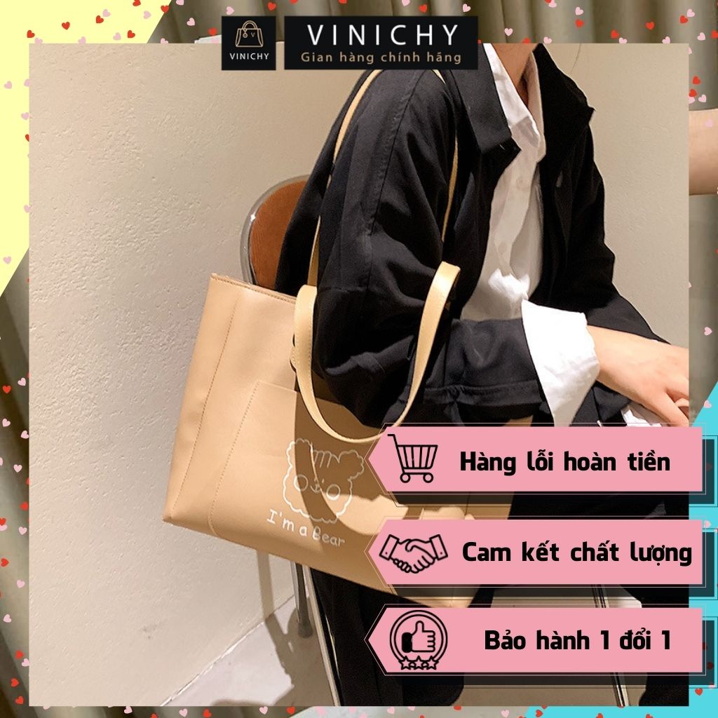 Túi Tote 2 mặt , túi công sở đeo chéo, đi chơi, đi học VINICHY, da cao cấp size 26cm HA149