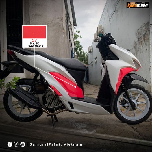 57 _ Chai sơn xịt sơn xe máy Samurai 57** màu ĐỎ huỳnh quang _ Fluorescent RED sơn mâm xe máy và nhựa, Shop uy tín