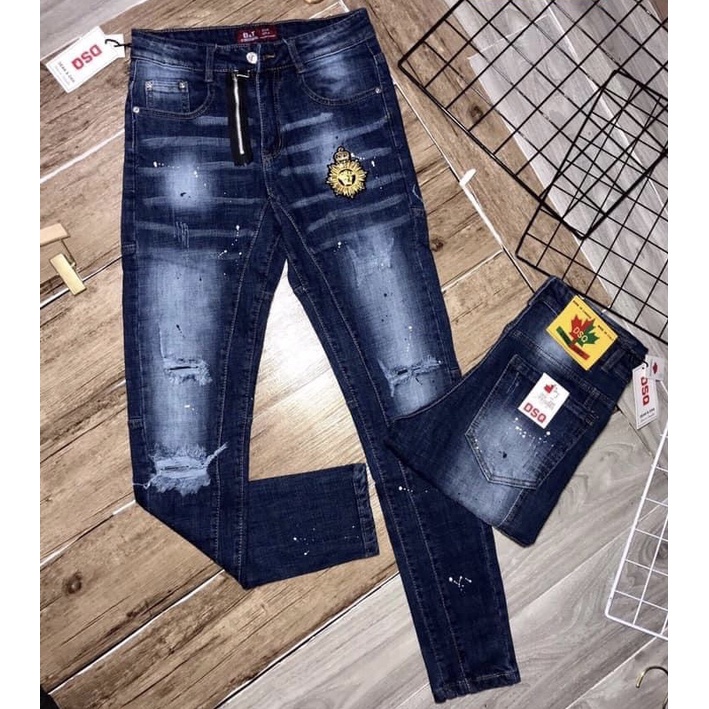 Quần bò nam khoá lệch mẫu mới thời trang hoạ tiết, Quần jean mầu xanh btshop từ 45 đến 75 kg.