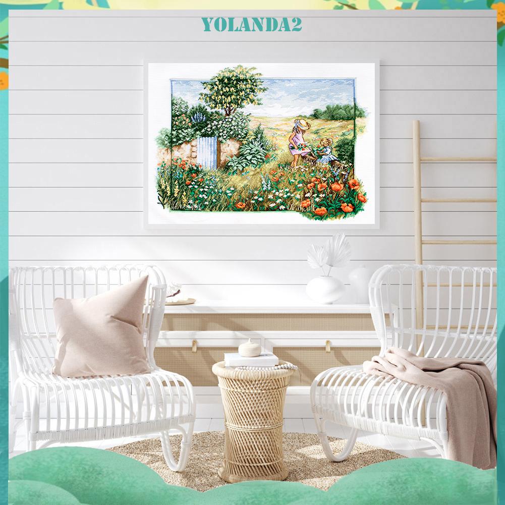 Tranh thêu chữ thập 11CT 3 sợi cotton hình khu vườn toàn diện đẹp mắt