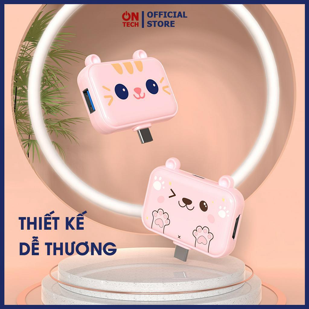 Bộ Chia Cổng Hub Type C 3 Trong 1 ONTECH BC3H Cổng Chuyển Đổi Type C Sang USB 3.0, HDMI 4K30Hz PD60W