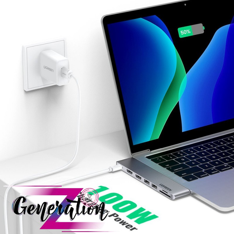 Bộ chuyển 2 USB Type-c ra 2 cổng USB3.0+2 cổng HDMI+TF/SD + USB-C - Hub USB C 7 trong 2 cho Macbook Pro/Air Ugreen 80548