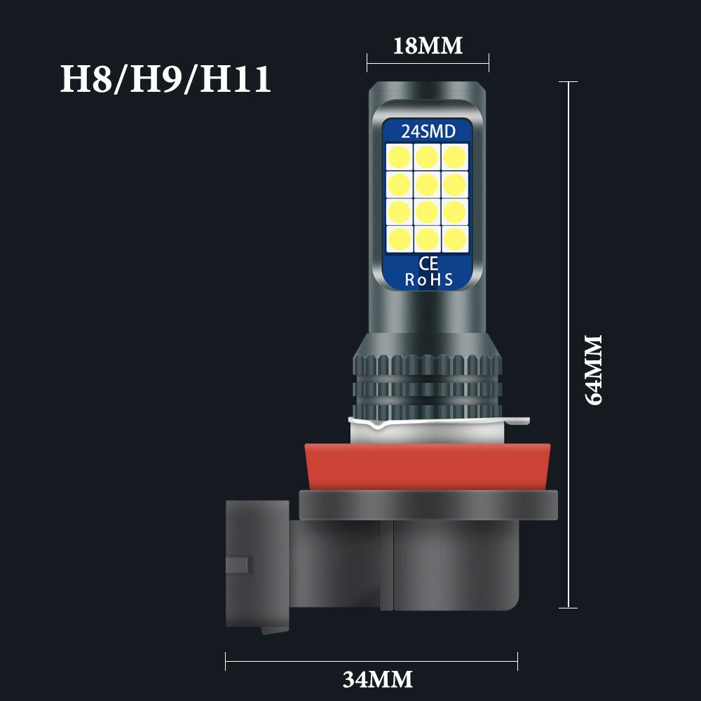 Đèn pha Kevanly H8 H9 H11 24smd 3030 Chip 6000k chất lượng cao