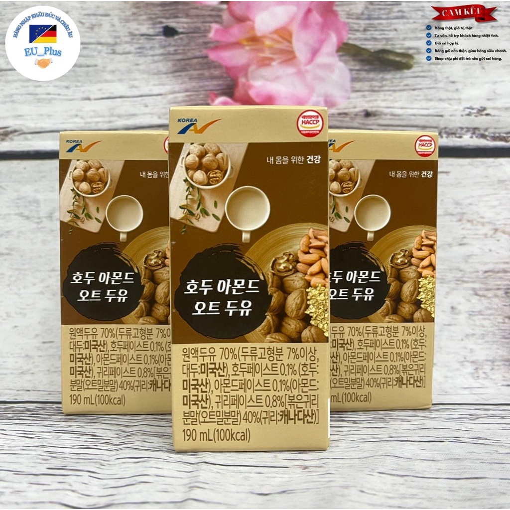 Thùng Sữa Hạt óc chó hạnh nhân macca đậu đen 190ml - Hàn Quốc - 16 hộp nhỏ hàng mới