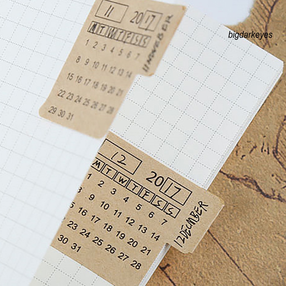 Set 2 Sticker 2020 2021 Bằng Giấy Kraft Dán Lịch Ghi Chú