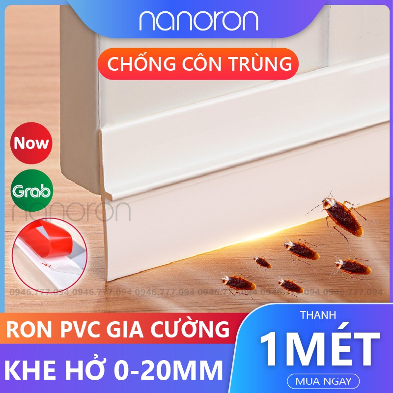 Thanh pvc gia cường chặn khe cửa  Nẹp cao su dán cửa NANORON dài 1 mét, chặn khe hở, chống bụi, chống côn trùng RPVC