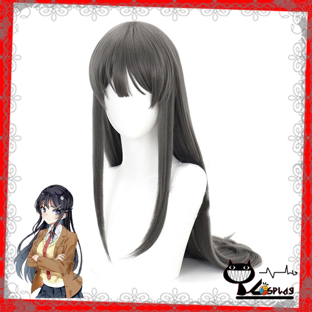 [sẵn] Wig/tóc giả Sakurajima Mai - Hội chứng tuổi thanh xuân: Seishun Buta Yarou wa Bunny Girl màu xám [Miu Cosplay]