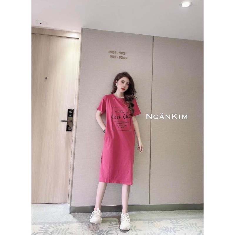 Đầm Suông , Váy suông In chữ Cest Chic . Trend 2021 | BigBuy360 - bigbuy360.vn