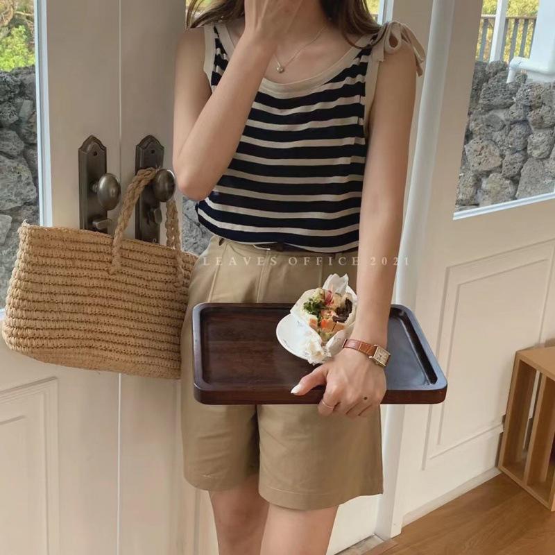 MS757 Áo ba lỗ nữ kẻ ngang buộc dây vai xinh xắn đi biển