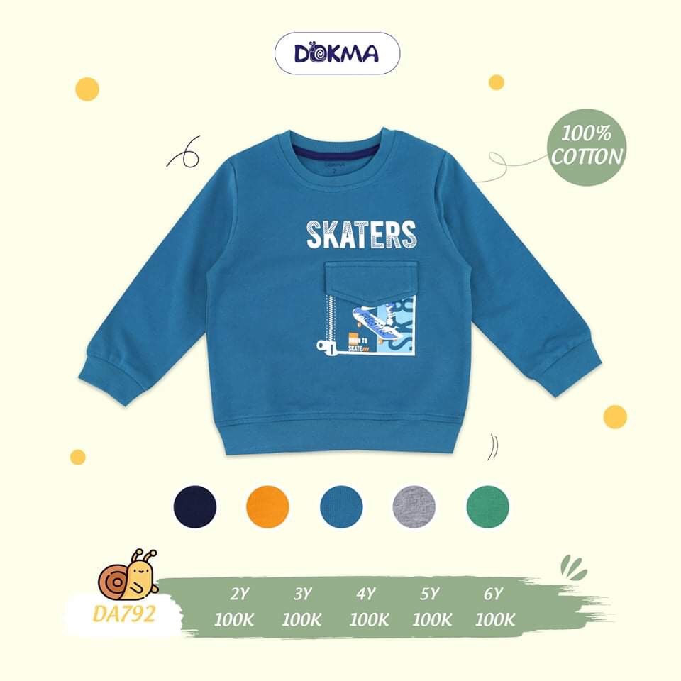 Áo thun dài tay thu đông vải cotton chất dày dặn cho bé trai Dokma sale size 2-6Y DA792 Lamiha