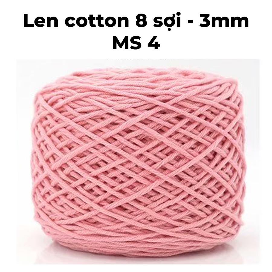 Len cotton chất lượng cao 8 sợi nhỏ kích thước 3mm cuộn lớn dùng đan móc, thêu nổi, thêu xù, làm thảm handmade
