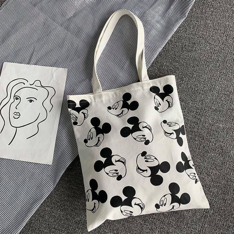 Túi vải unisex CHUỘT MICKEY vải canvas dày dặn đeo vai nam nữ phom to T34