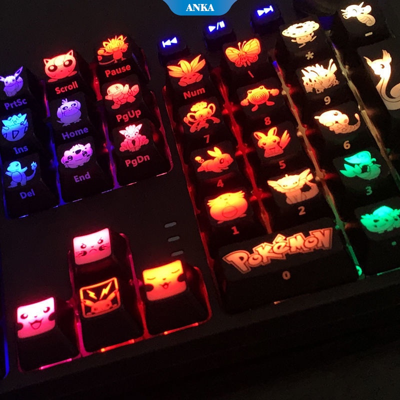 Pokémon Pikachu theme backlit mechanical keyboard PBT sublimation keycap personalized custom DIY gaming keyboard cap suitable for 61/87/104/108 keys