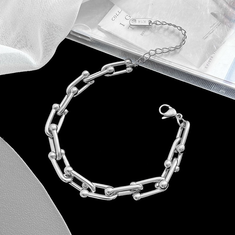 Vòng Tay Thép Titan Không Gỉ Khóa Nhẫn Hình Chữ U Phong Cách Đơn Giản Thời Trang Dành Cho Nữ