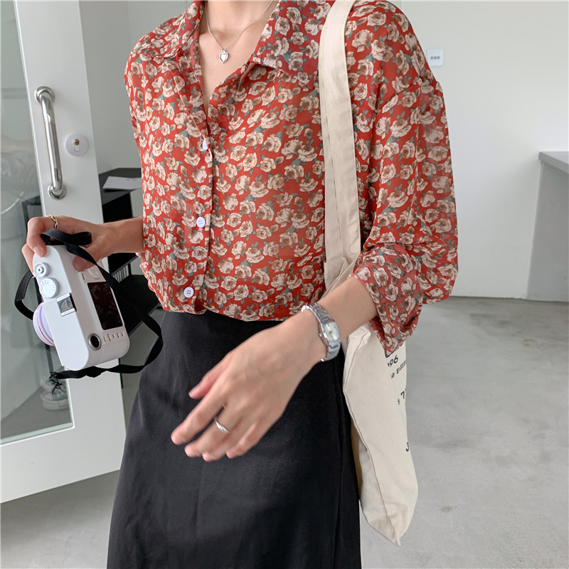 Suxi Áo Voan Hoa Đỏ Dài Trung Bình Cổ Điển Mới Cho Nữ