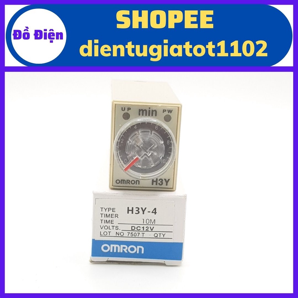 Rơ le 12V 10 phút, Relay thời Gian 12V 10M, H3Y-4, rơ le thời gian, relay omron