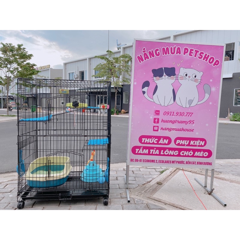 chuồng mèo lồng mèo 3 tầng PETLAND 76X48X104CM SIZE LỚN