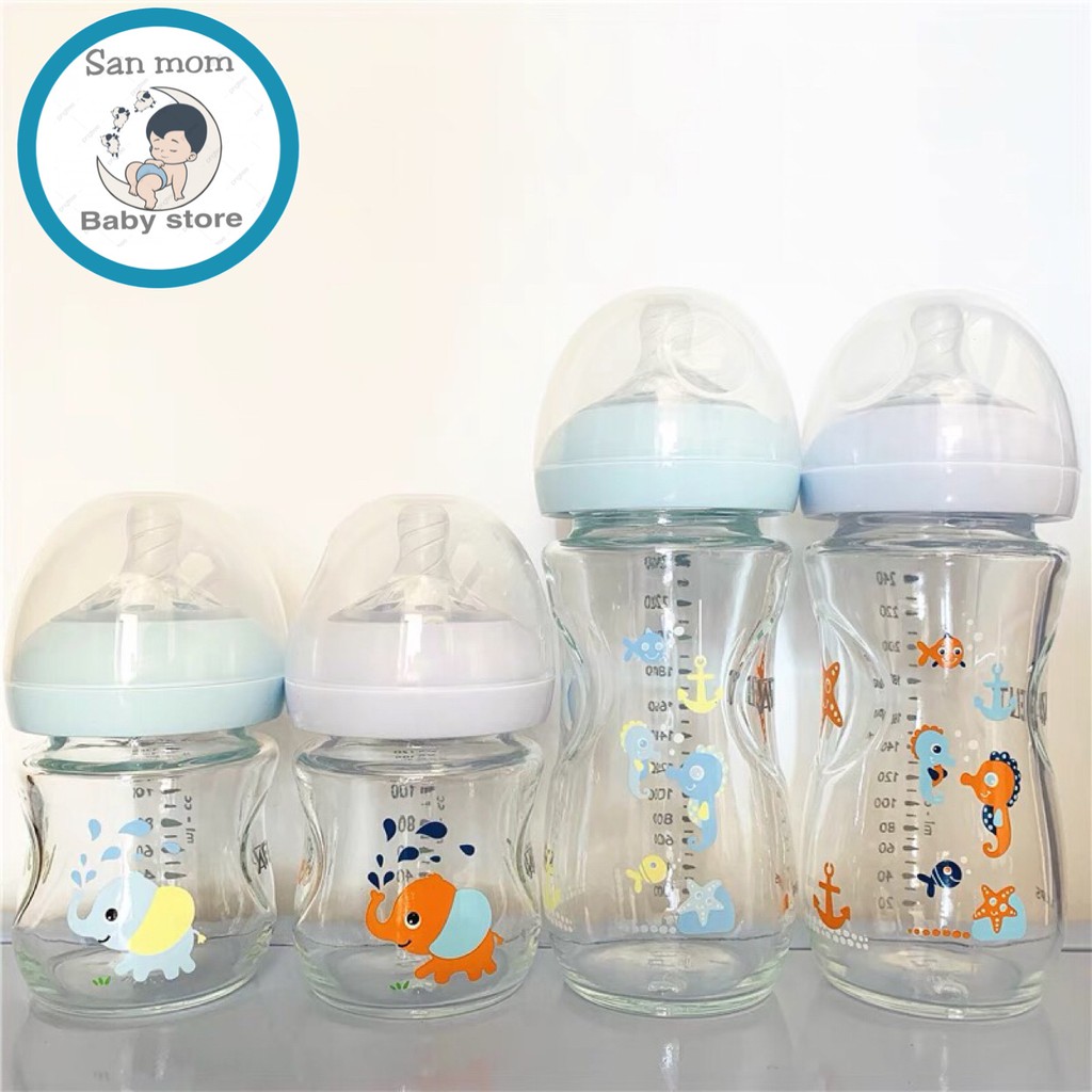 Bình Avent Thủy Tinh 240ml Và 120ml, Họa Tiết Vẽ Tay, Cho Đổi Size Núm, Nhập Khẩu Pháp Cho Bé Sơ Sinh Đến 15 Tháng Tuổi