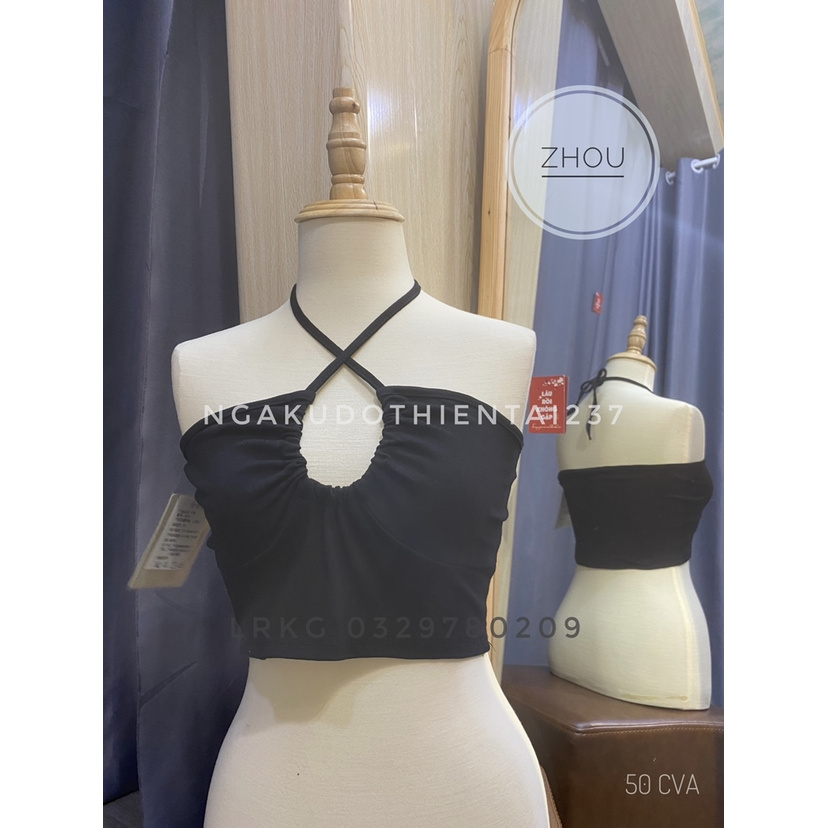 ZHOU Áo Yếm Croptop Mùa Hè Cột Dây Cổ Khoét (Serie: Sexy)