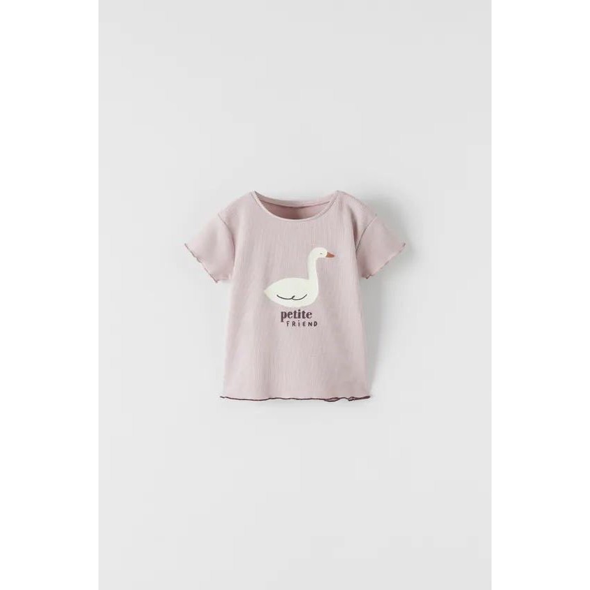 Áo thun bé gái, họa tiết thiên nga, Zara TBN săn SALE sz 18-24m và 3-4Y