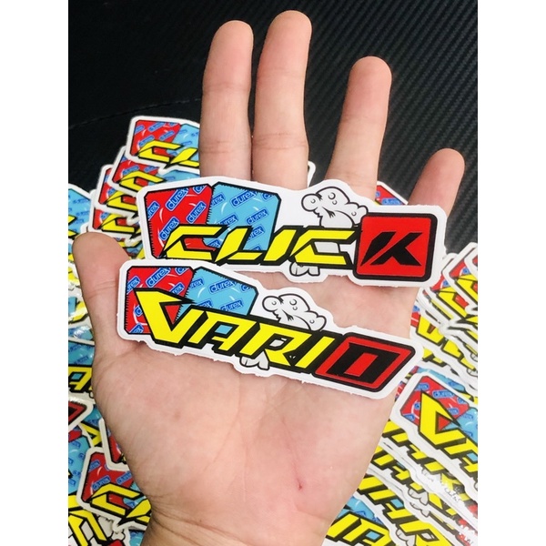 Tem Logo Sticker Lẻ, Chữ Vario Click